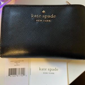 Kate Spade Black Staci Medium Compact Bifold Wallet